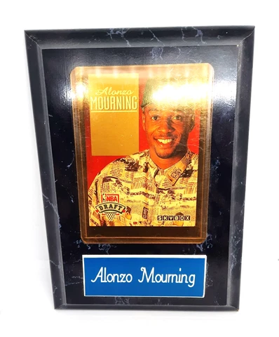 Alonzo Mourning  5" x 7" Hardwood Plaque W/Skybox NBA Draft Trading Card Cover