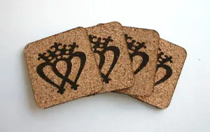 Luckenbooth Brooch Etched Cork Coasters Set of 4 - Picture 1 of 2
