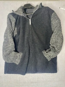 Vintage CS Signature L Black- Gray Reversible Fleece Windbreaker Hooded Jacket - Picture 1 of 7