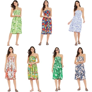 Knee Length Halter Neck Mini Tube Dress Sleeveless Off Shoulder Tube Top Dresses - Picture 1 of 51