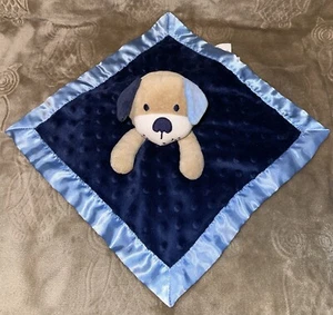 Garanimals Puppy Dog Blue Minky Dot Security Blanket Lovey Satin 12”x12” EUC - Picture 1 of 14