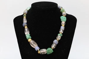 RARE, Ancient Precolumbian Inca Aymara Gemstone Beads With Gold Spacer - Picture 1 of 7