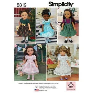 Simplicity Sewing Pattern 8819 Dolls Dresses 5 Styles for Dolls 14" or 35.5cm - Picture 1 of 8