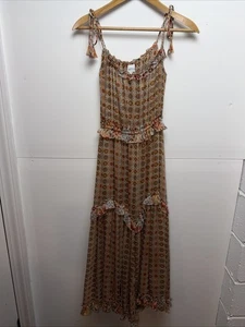 Misa Flora Tile Mix Multicolor Chiffon Slip Maxi Boho Kleid Gr. S - Bild 1 von 17