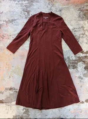 SOFT SURROUNDINGS Terra Cotta Ponte Stretch V-Neck Dress Size Xs X Small  - Image 1 of 4