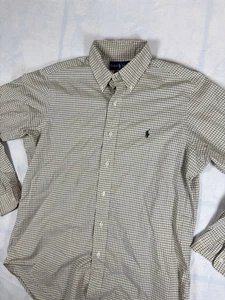 Polo Ralph Lauren Long Sleeve Button Blake Cotton Plaid Shirt Mens Medium Brown - Picture 1 of 6