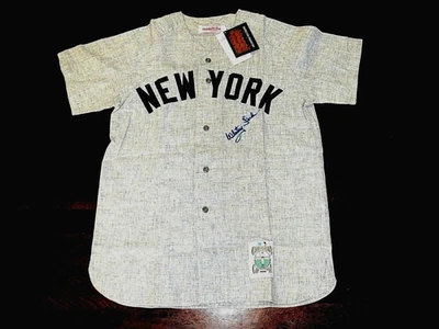 WHITEY FORD 1961 WSC YANKEES HOF SIGNED AUTO MITCHELL & NESS FLANNEL JERSEY PSA - Image 1 of 4