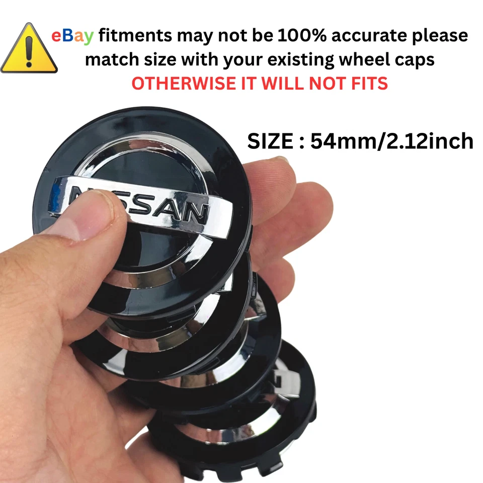 4PCS/SET For Nissan Black 54mm Wheel Center Cap Fits Altima Maxima Murano Rogue - Image 1 of 4