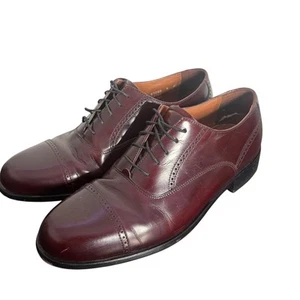 Bostonian First Flex Classic Leather Oxford Dress Shoes Cap Toe Burgundy Men 7.5 - Picture 1 of 10