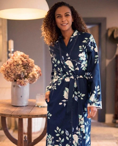 BNWT Cyberjammies Nora Rose Judy Floral Print Robe Blue Sz:10 RRP:£49.00 - Image 1 of 1