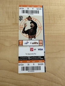 VIN SCULLY Dodgers FINAL GAME TICKET NEW OCTOBER 2, 2016 S.F. GIANTS STADIUM - Picture 1 of 8