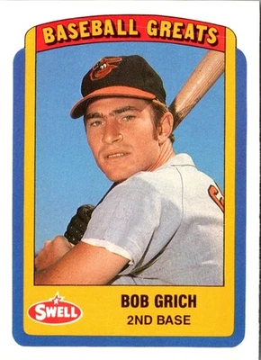 1990 Swell Baseball Greats Bob Grich #58 Baltimore Orioles Baseball Card - Image 1 of 2