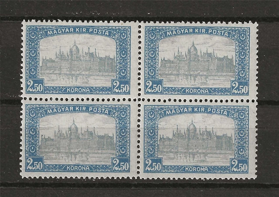 Hungary 1920 Sc# 364 Parliament Budapest 2.5k block 4 MNH - Image 1 of 1