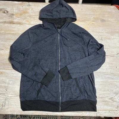 Sudadera con Capucha John Varvatos Para Hombre XXL Azul Marino Mezcla de Algodón Ligera Cremallera Completa Lujo Foto 1 de 4