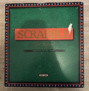 SCRABBLE DELUXE BOARD GAME - SPEARS GAMES 1988 - COMPLETE - TIMER NOT WORKING - Picture 1 of 23