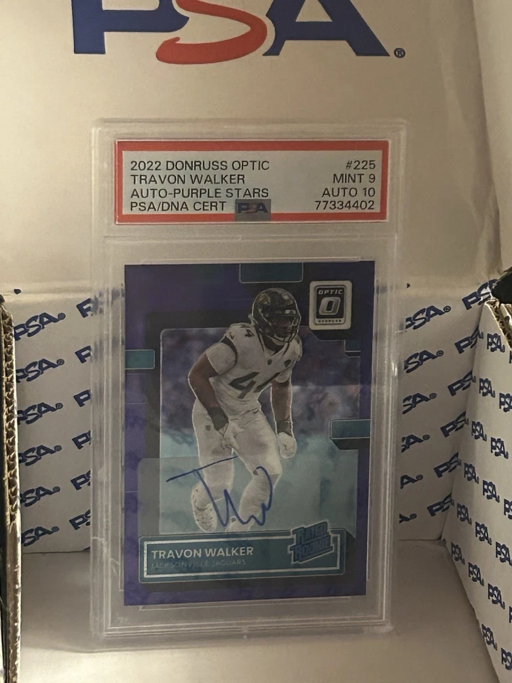 2022 Donruss Optic Travon Walker Rated Rookie AUTO SP Purple Stars /50 PSA 9,10 - Image 1 of 3