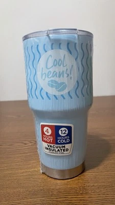 Circle stainless steel travel tumbler with the phrase "Cool beans!" 30oz. NEW - Image 1 of 4