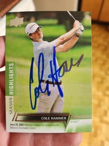 Carta autografa firmata 2024 Upper Deck #98 Cole Hammer. Pga Golf. Auto Korn Ferry - Foto 1 di 3