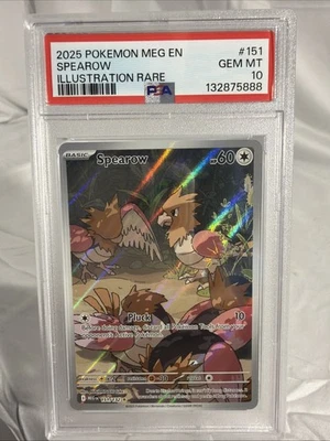 2025 POKEMON MEG EN-MEGA EVOLUTION ILLUSTRATION RARE #151 SPEAROW PSA 10 - Image 1 of 2