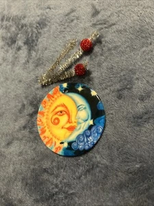 Sun & Moon Ceramic / Porcelain Charm / Ornament Yellow Blue circle Free Ship 1D - Picture 1 of 5