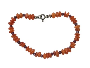 Vintage Carved Carnelian and Garnet Bead Bracelet - Picture 1 of 5