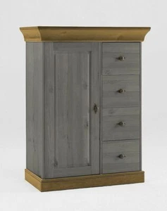 Kommode 2farbig grau gelaugt geölt Kiefer Brotschrank Vollholz massiv - Picture 1 of 1