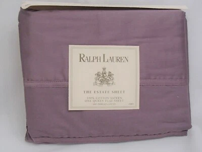 ¡NUEVO! SÁBANA PLANA RALPH LAUREN Queen satén púrpura brezo colina ¡Algodón! Foto 1 de 4