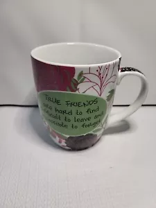 Pier 1 Imports 2013 TRUE FRIENDS Floral Cup Mug Multi color White 4 1/4" High - Picture 1 of 3