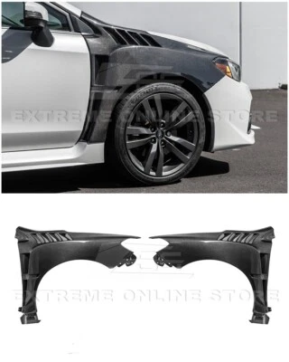 Par de guardabarros delanteros ventilados de fibra de carbono estilo JDM para Subaru WRX STi JDM Foto 1 de 4