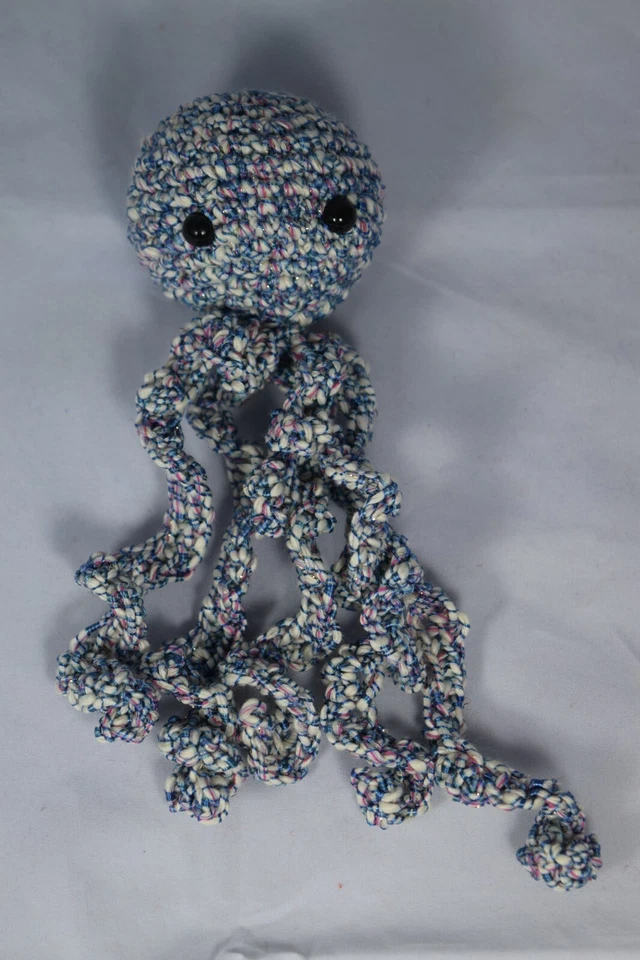 Polipo uncinetto, neonato e prematuri, bianco azzurro, cotone,occhi sicurezza - Immagine 1 di 1