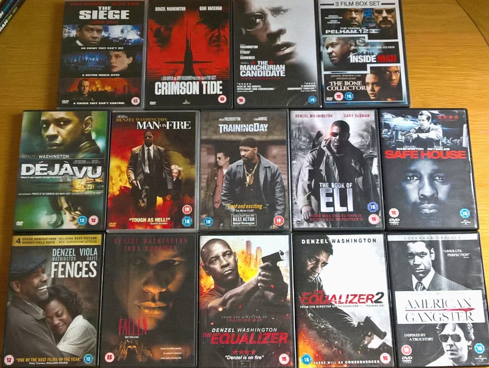 Denzel Washington 16x DVD Collection Equalizer 1&2 Man On Fire Fences more R2 - Image 1 of 1