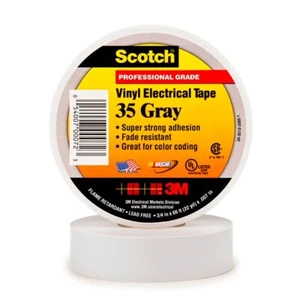 Scotch Vinyl Color Coding Electrical Tape 35, 1/2 in x 20 ft, Gray - Picture 1 of 6