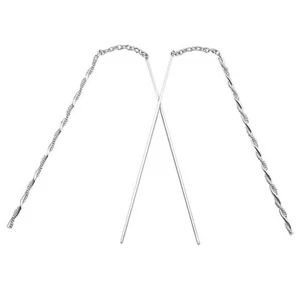 Orecchini a filetto Twist Bar in argento sterling 925 massiccio - NUOVI! - Foto 1 di 4