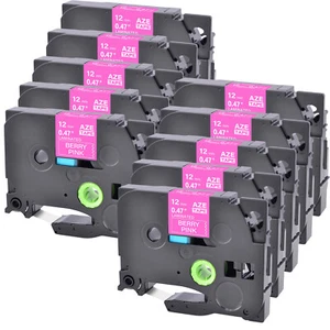 10PK Compatible with Brother TZ TZe MQP35 White on Berry Pink Label Tape 12mm - Picture 1 of 10