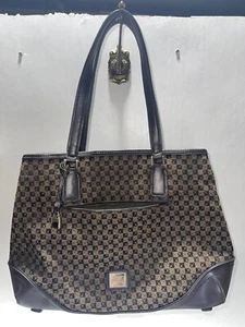 LIZ CLAIBORNE Brown Print W/  Logo Satchel Shoulder Large Bag - Picture 1 of 7