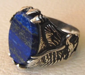 Anillo águila lapislázuli plata 925 para hombre turco hecho a mano anillos de sello MR#262 - Imagen 1 de 3