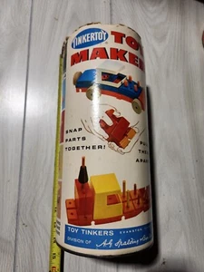 Tinkertoy Toy Maker 1960s No. 444 Vintage in Cylinder Package 110 Pieces - Picture 1 of 7