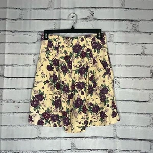 Rampage Floral High-Waist Shorts Sz 5 Tan Purple Cream Lightweight Cotton Blend - Picture 1 of 14