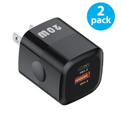 2x 20W USB-C Fast Wall Charger  For iPhone 15 14 13 12 11Pro Max Galaxy S23 S22 - Image 1 of 4