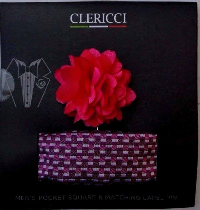 Pink Lapel Pin and Shades of Purple Hanky Set - Image 1 of 1