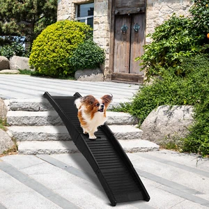 60 inch Nonslip Folding Dog Ramp, Tri-Fold Portable Lightweight Pet Ramp for Car - Picture 1 of 15
