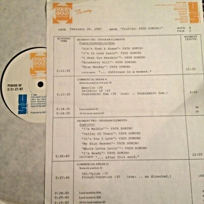 2/26/87 SOLID GOLD SCRAPBOOK FATS DOMINO TRIBUTE w/20 GREAT FATS DOMINO HITS - Image 1 of 2