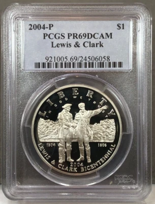 2004-P $1 Lewis and Clark ~ PROOF Commemorative Silver Dollar ~ PCGS PR69 DCAM - Image 1 of 2
