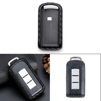 Carbon Fiber Style TPU Smart Key Fob Case Cover For Mitsubishi Lancer 2008-2017 - Image 1 of 4