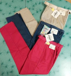 VTG Lot of 3 Chic Kids Girls Sz 12 Slim Belted Pants Tan, Red, Blue USA NOS - Picture 1 of 16