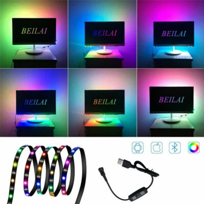 Bluetooth APP Music USB WS2812B RGBIC LED Strip light Flexible for TV Backlight - Image 1 of 4