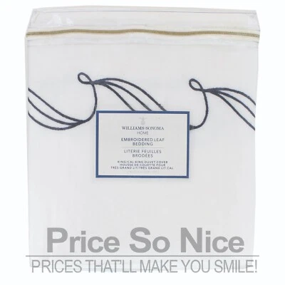 Williams Sonoma Home Embroidered Leaf King/Cal King Duvet Cover MSRP $400 - Image 1 of 2