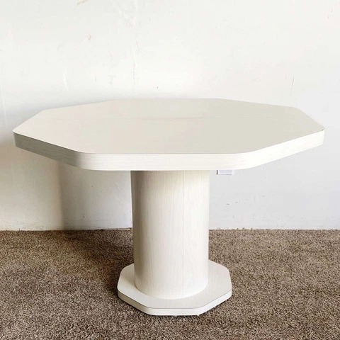 Postmodern White Wood Grain Laminate Octagonal Extendable Dining Table Cover