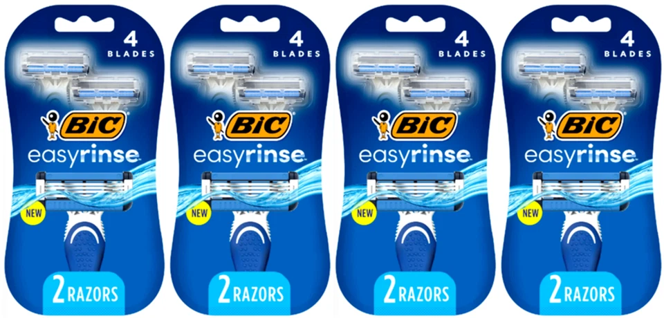 Maquinillas de afeitar BIC EasyRinse anti-obstrucción 4 hojas, 2 unidades - Lote de 4 en total de 8 unidades Foto 1 de 1