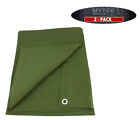 (2 Pack) 8' x 10' Green Canvas Tarp 12oz Heavy Duty Water Resistant